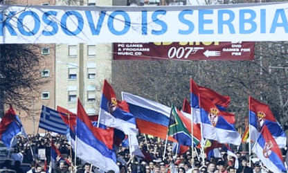 Kosovo police injured in Serb protest | Russia | The Guardian